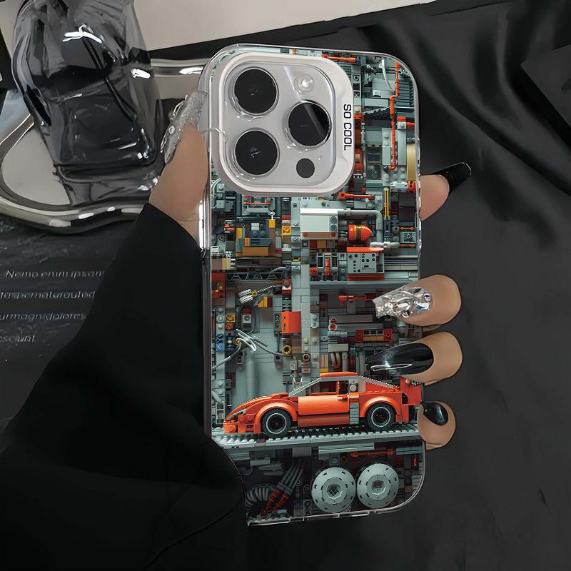 Super Cool Machinery Building Block Phone Case For iPhone 15 14 13 12 11 Pro Max 7 8Plus XR XS MAX MINI Y2K Anti Fall Back Cover TPU&Case&iphone13 Mini(5.4 )