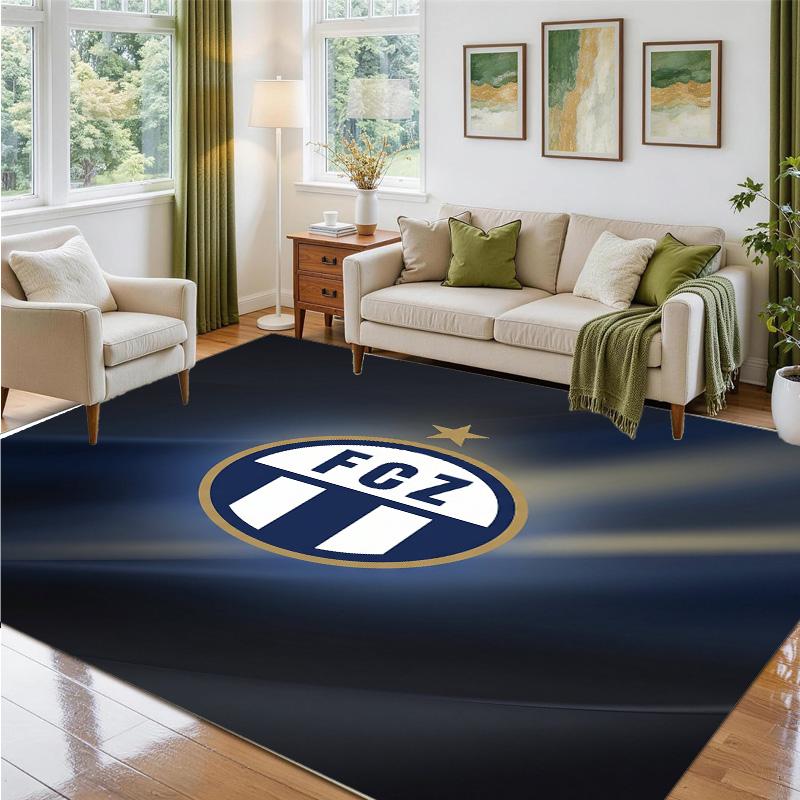 FC Zürich Design Crystal Velvet Rug Soft Decorative Mat for Bedroom Entrance