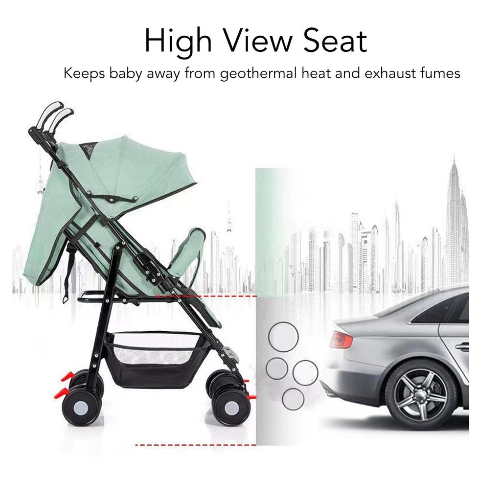 Baby Folding Travel Stroller 5 Point Harness Universal Wheels Lightweight Stroller