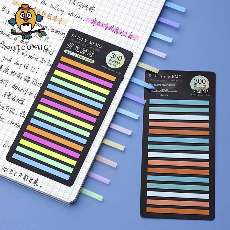 Colorful Extra-Fine Transparent Index Tabs - Fluorescent Multi-Color Sticky Notes for Students
