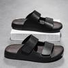 Fashion Fashionable Outdoor Men's Anti Slip Beach Sandals for Summer New Comfortable Men Top Layer Cowhide Explosive Latex Pad Slippers