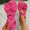 Women Anti-slip Trendy Sandals New Summer Lightweight Platform Sandals Beach Casual Outdoor Bow Tie Flat Shoes Women