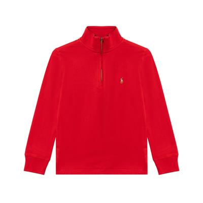 Polo Ralph Lauren Sweatshirt Logo-Print Stehkragen Halber Reißverschluss Langarm Kinder Oberteile Rot 323952436-004