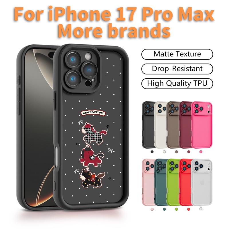 

Apple 17PM Black Phone Case: 8Plus iPhone16 Chinese Style, 15Pro Cartoon Polka Dot Horse Design iPhone 6 Plus