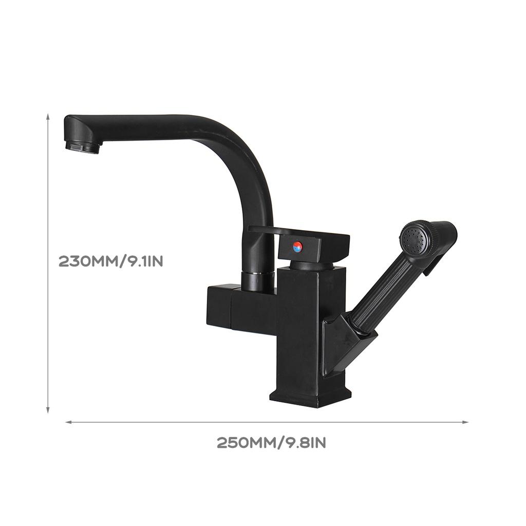 

360 Rotation Pull Out Bidet Spray Deck Mount Hot Cold Mixer Tap Black Swivel Bathroom Sink Crane Black Kitchen Stainless steel Faucet