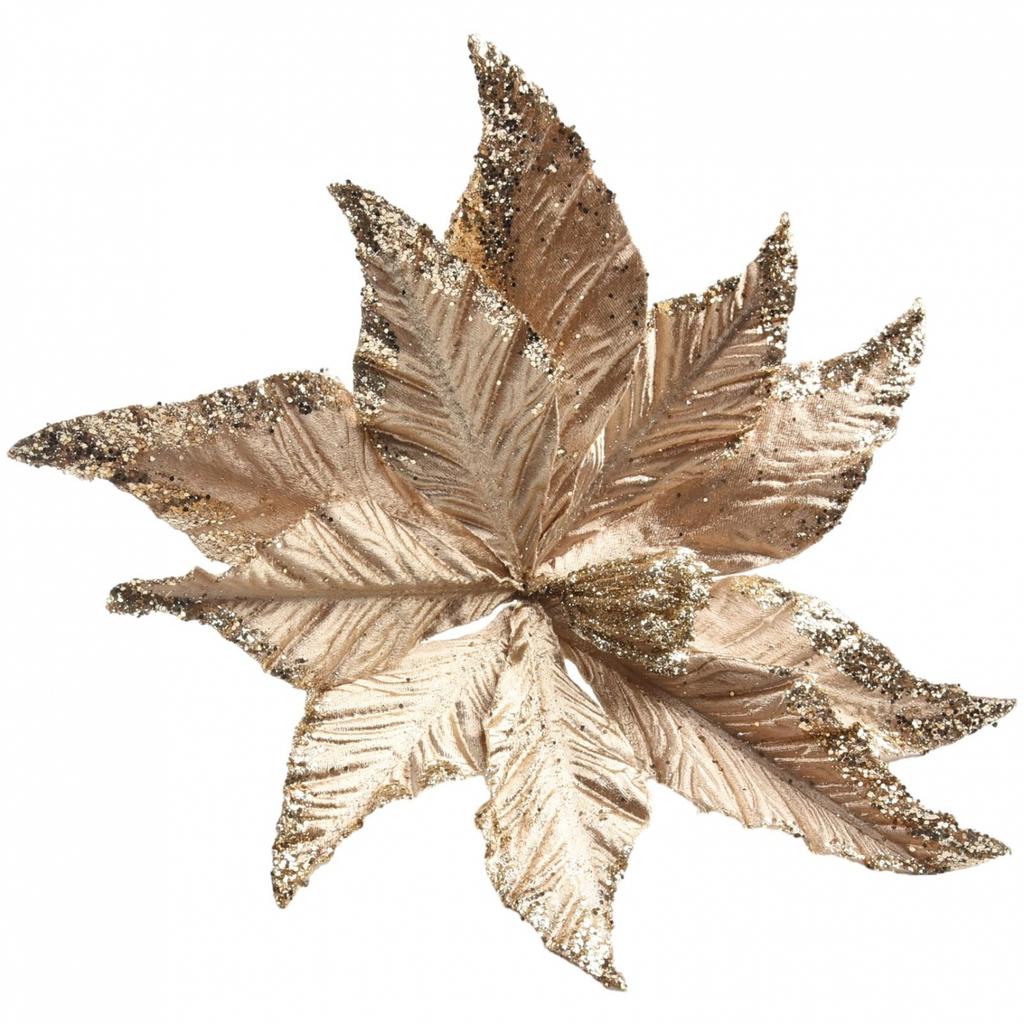 Christmas Flower 25cm Decor Glitter Hanging Plastic
