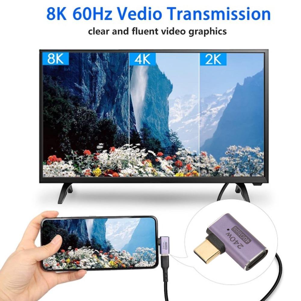 2PCS 8K 60HZ USB C Female to Female Adapter 40Gbps USB C Female Adapter Right Angle Adapter  Laptop