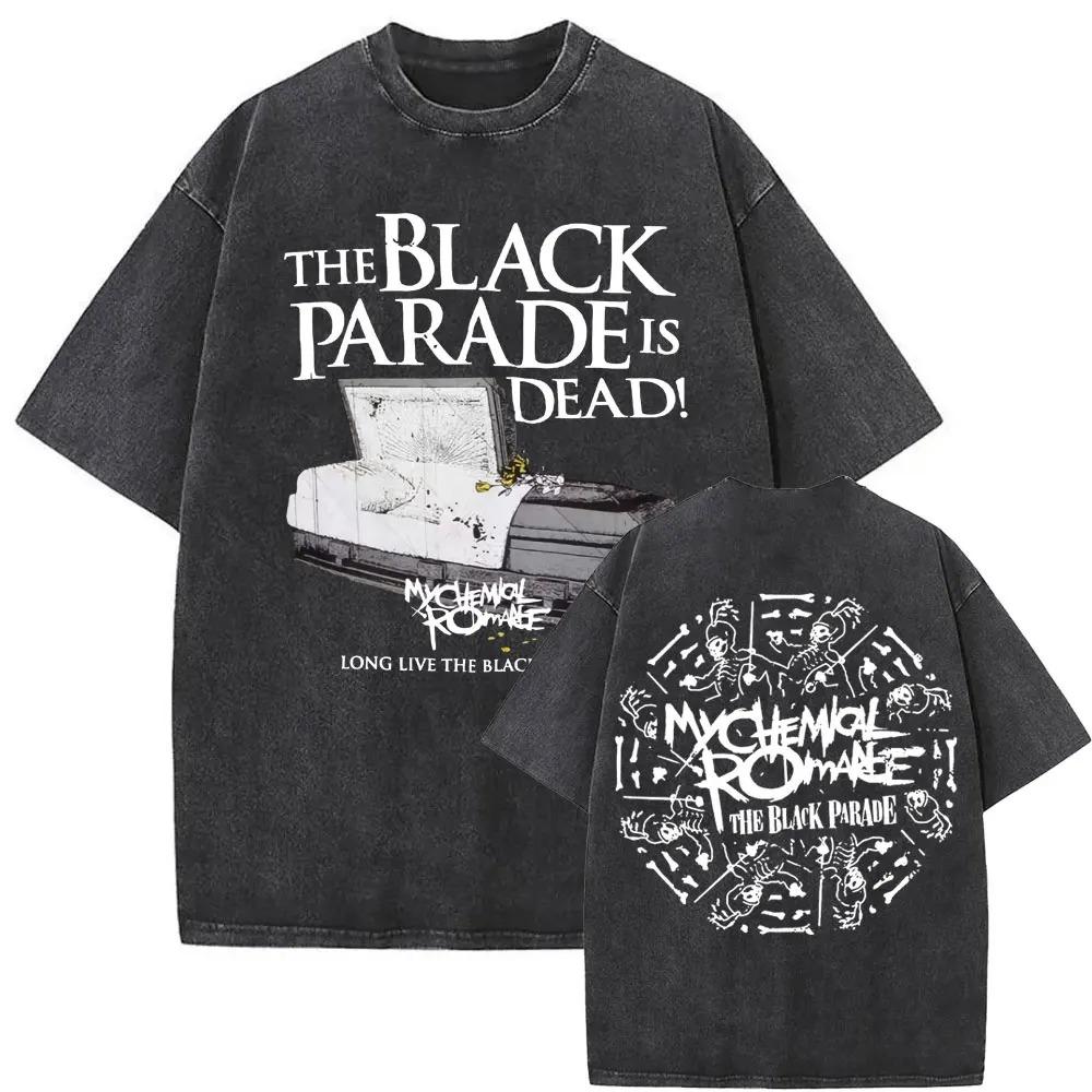 

Vintage Washed Rock Band My Chemical RoUnisexce Long Live The Black Parade Printed TShirt Unisexs Loose Punk Emo Style TShirt S