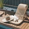Portable Wicker Folding Lounge Chair Outdoor Camping Beach Picnic Adult Relaxation No Armrest