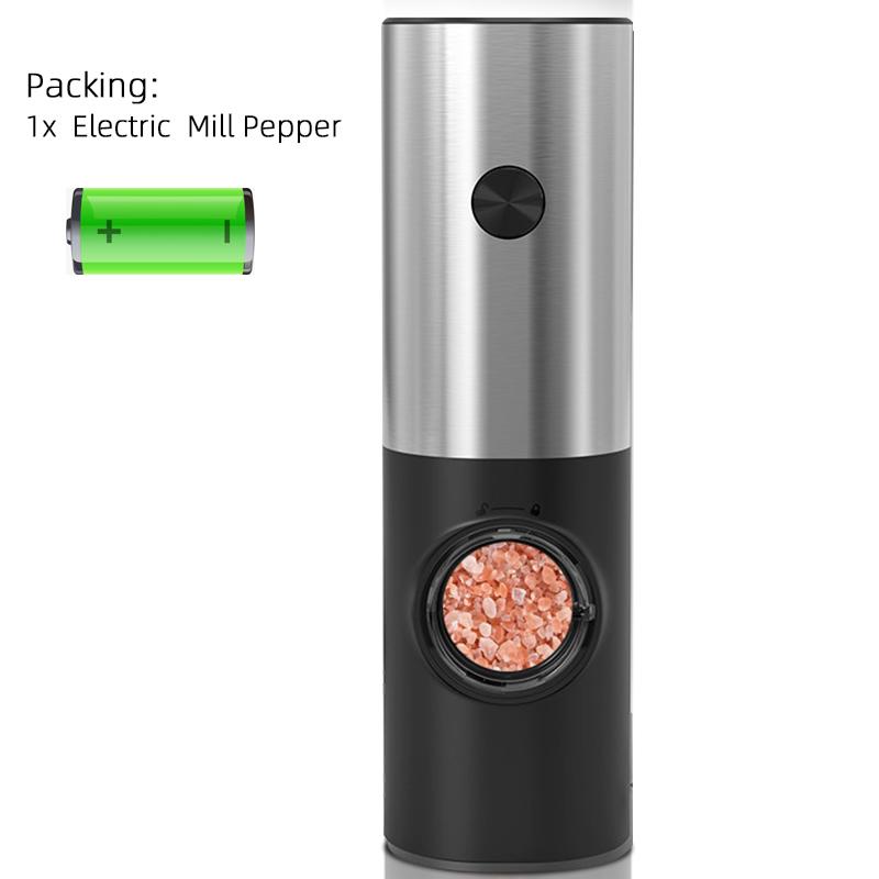 Electric Automatic Mill Pepper And Salt Grinder With Base Set Battery Powered With LED Light Adjustable Coarseness Kitchen Tool