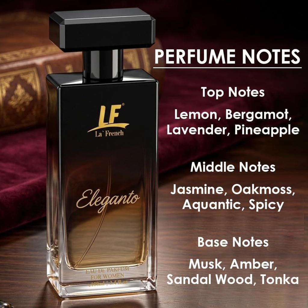 La French Eleganto Perfume for Women- 100ml | Premium Eau De Parfum | Long Lasting Fresh Floral Fragrance | Ideal for Special Occasions