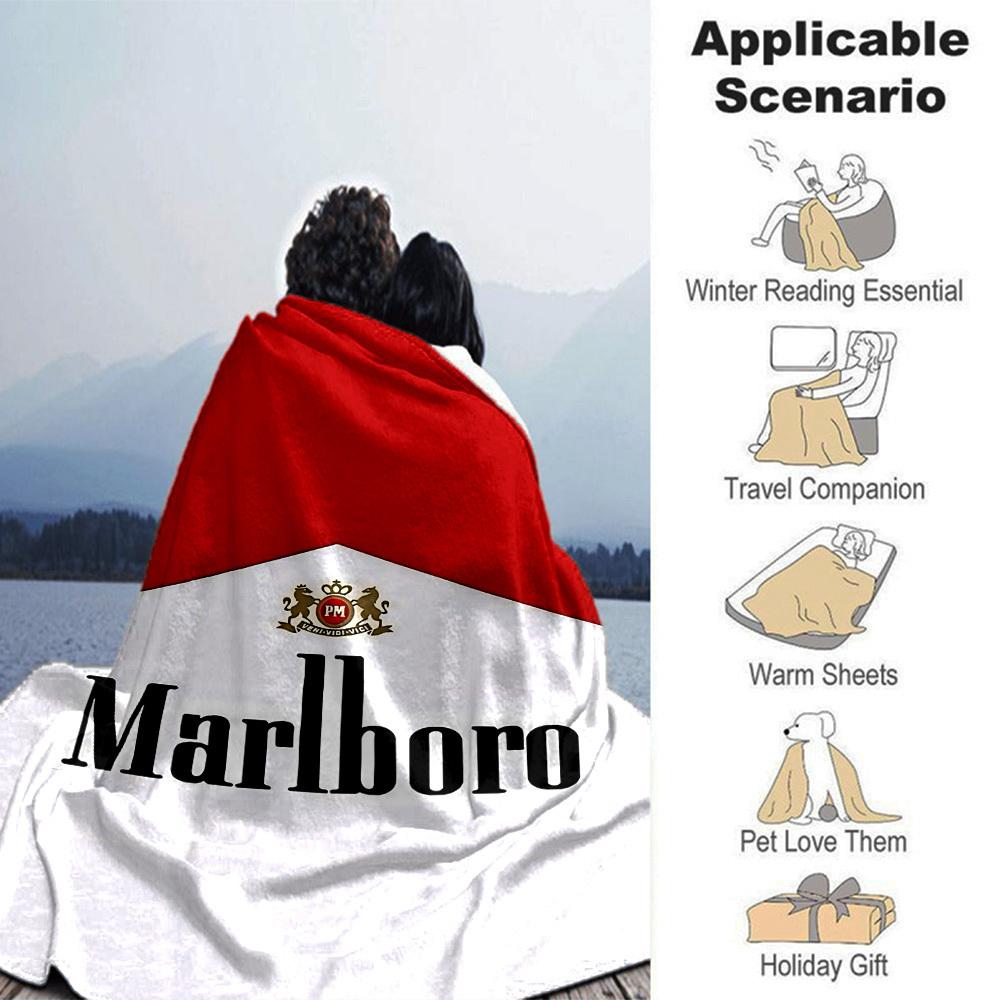 1pc Marlboro PM Soft Flannel All Season Throw for Home, Office, Outdoor UseDurable Comfort Soft Warm Throw for Home, Travel All Season
