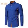 Fall Men Shirt Turn-down Collar Buttons Long Sleeves Solid Color Slim Fit Mid Length Casual Formal Business Commute Top