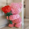 3856-Piece Building Block Set Rose Bear, Romantic Bear Holding Roses, Suitable for Gifting, Great Choice for Couples and Parents