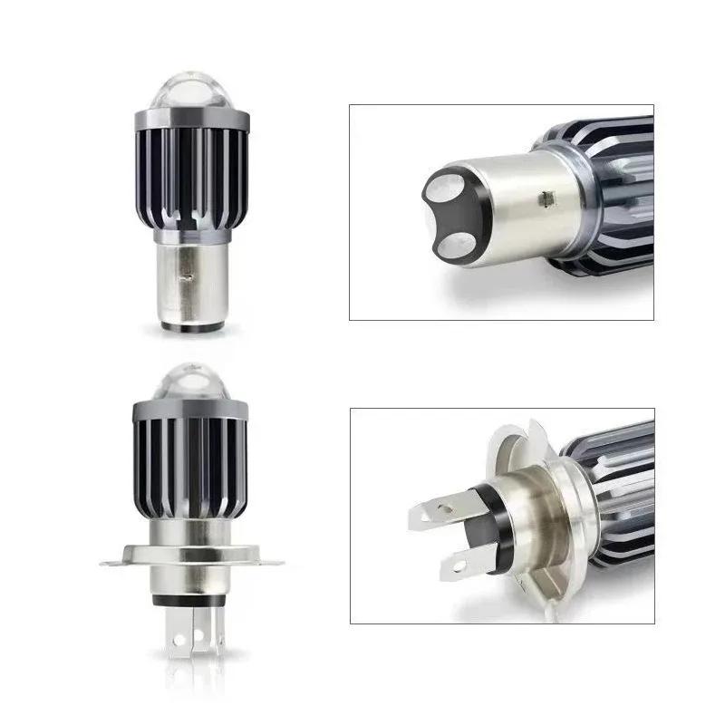 1pc H4 H6 BA20D LED Motorcycle Headlight Bulb Moto Spotlights CSP Lens White Yellow Hi Lo Lamp Scooter Accessories Fog Lights