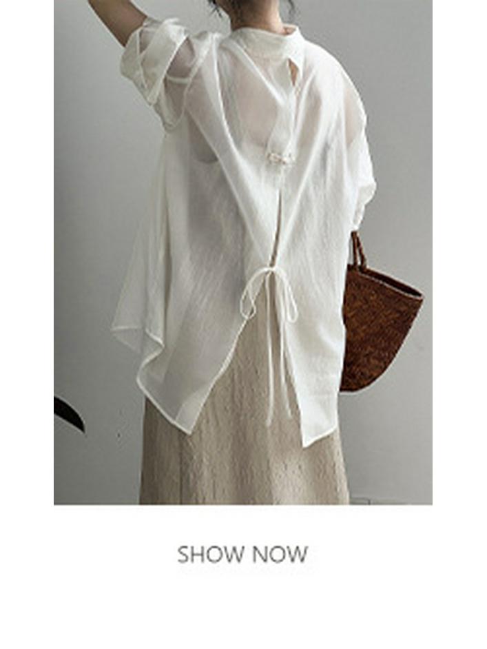 Yanshuang Women's Korean-Style Tencel Sleeveless Swing Collar Shirt with Waist Tie and Slit - Summer 2024