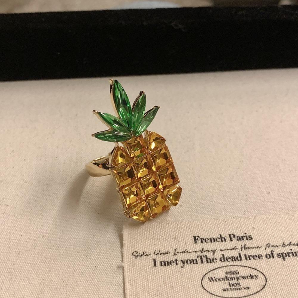 Strawberry Enamel Fruit Ring Korean Style Chunky Enamel Ring Cute Insect Drip Oil Ring  Couple