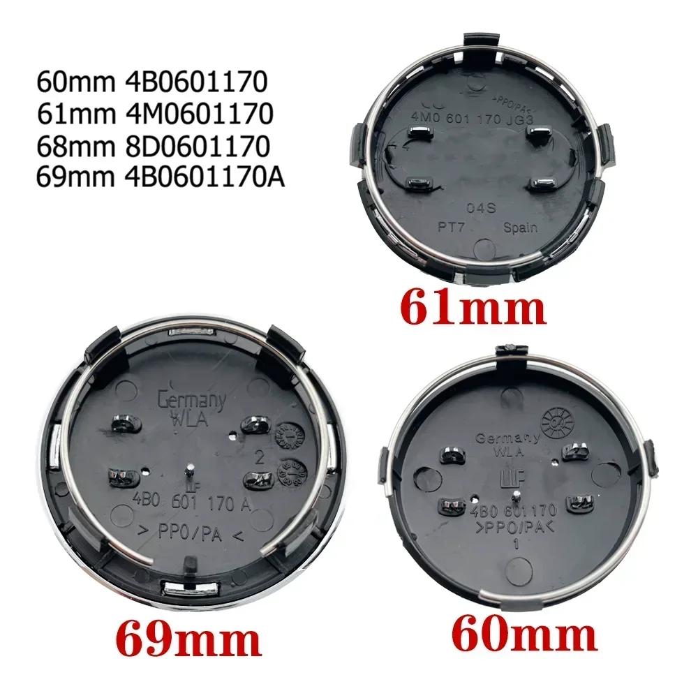 4P 60mm 61mm 68mm 69mm Per Audi Coprimozzi Cerchi in Lega CopriMozzo Tappini Neri 4B0601170/4B0601170A Accessori