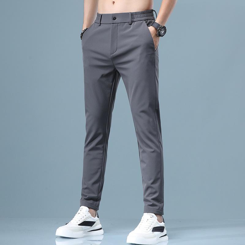 Pantalones de verano para hombre elásticos coreanos informales ajustados cintura elástica Jogger pantalones clásicos de negocios para hombre