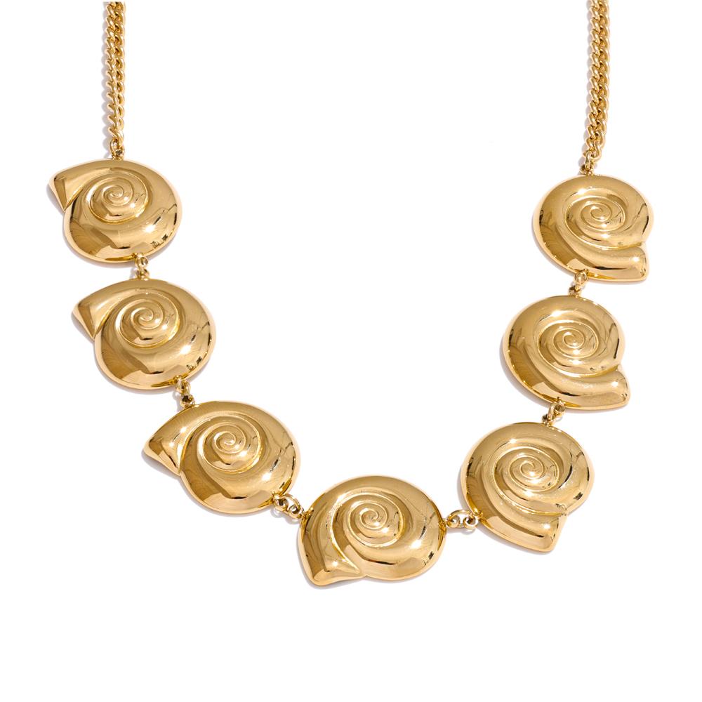 

Yhpup Furnace PVD Plated Ocean Style Stainless Steel Metal Shell Chain Necklace for Women Waterproof Summer Holiday Jewelry 2025