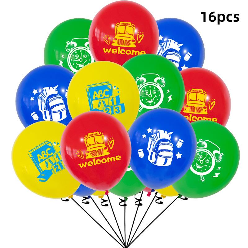 Back-To-School Party Decoration, School Flag, Back-To-School Flag, Card Balloon Set, Printed Latex Photo Props