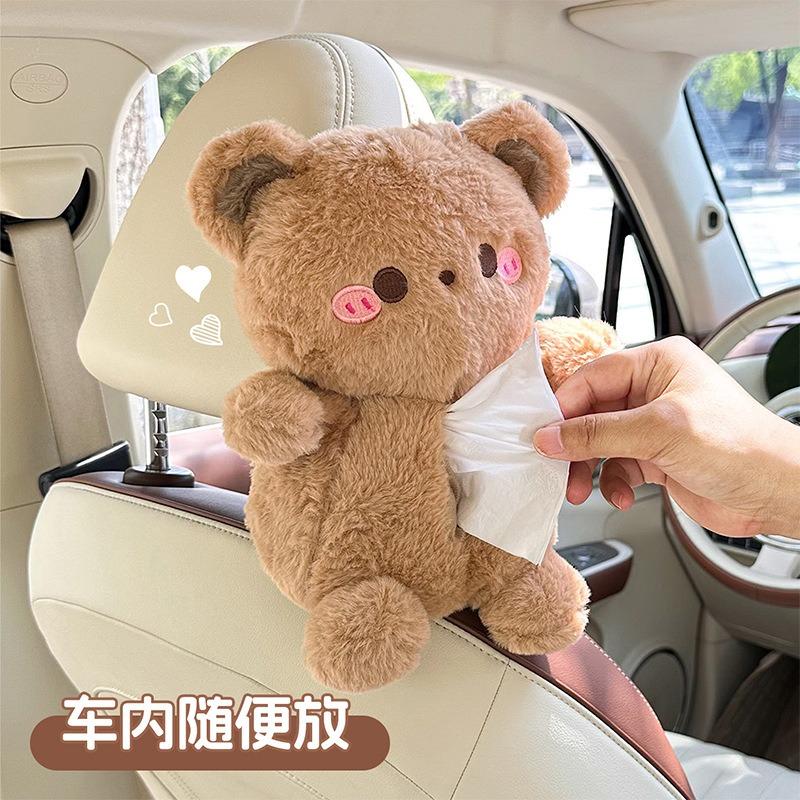 Cute Cartoon Hanging Back Seat Car Tissue Box Creative Decoration Tissue Holder For Women