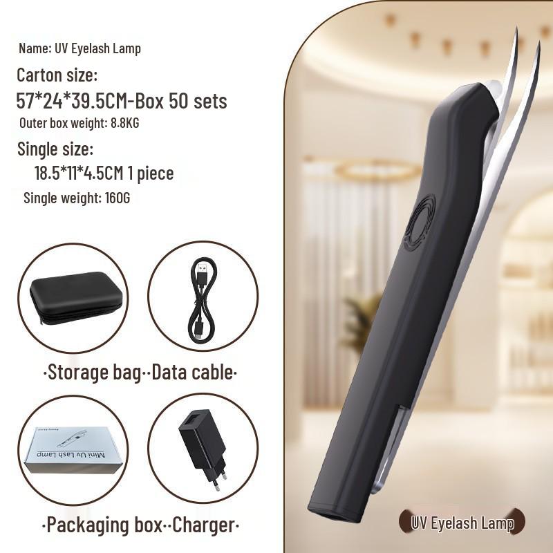 

Mini Handheld UV Eyelash Glue Curing Lamp with Tweezers EU Standard