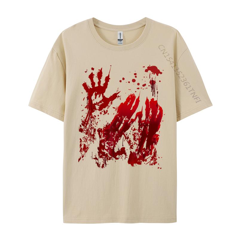 Bloody Red Blood Splatter Halloween Zombie Fashionable Luxury Designer T-Shirts Coupons Pure Cotton Mens T Shirt Simple Style