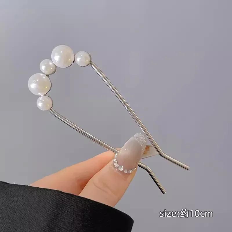 

Простые жемчужные заколки для волос Корейские металлические шпильки U-образной формы с ракушкой Заколки для волос Женские Девичьи Палочки для волос Пучок Аксессуары для укладки волос серебряный