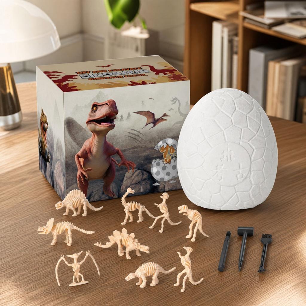 Dinosaur Egg Kit with 12 Skeleton, Large Dinosaur Egg Archaeology Excavation Toy, DIY for Kids
