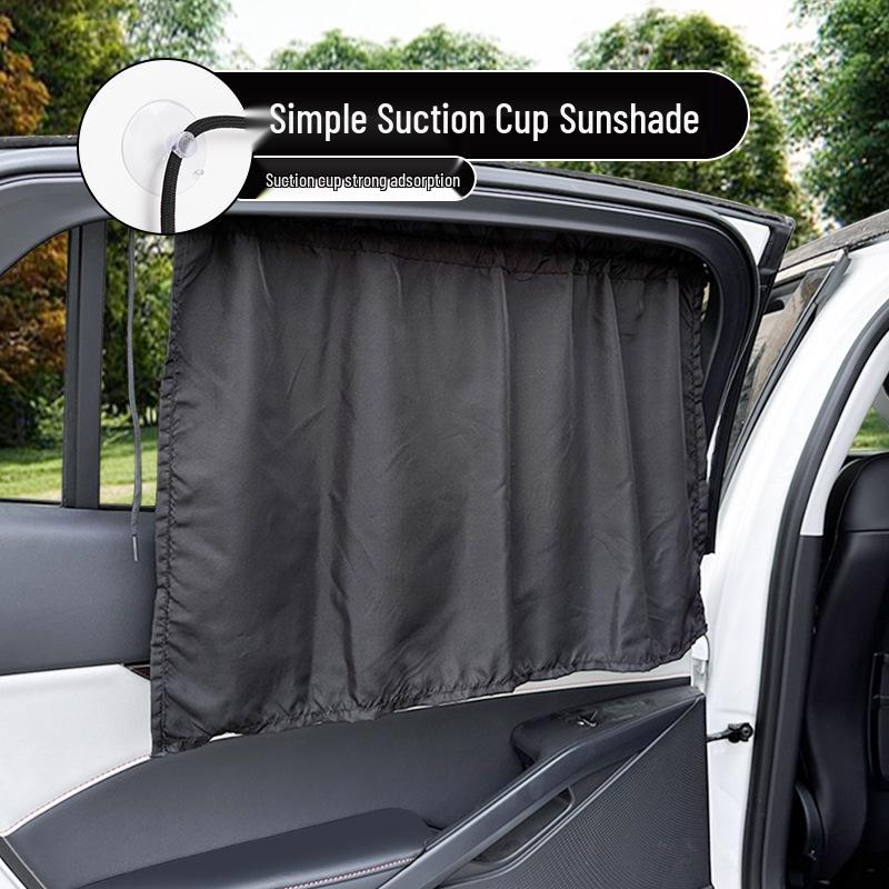 Black Car Interior Privacy and Sunscreen Suction Cup Curtain