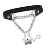 Women Black PU Leather Necklace with Padlock Heart Charm Necklace Adjustable Chain Necklace Leather Texture for Daily