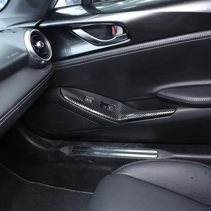 ABS Carbon Fiber/Matte Black For Mazda MX-5 2016-2026 Window Lifting Button Decorative Frame Sticker Car Interior Accessories