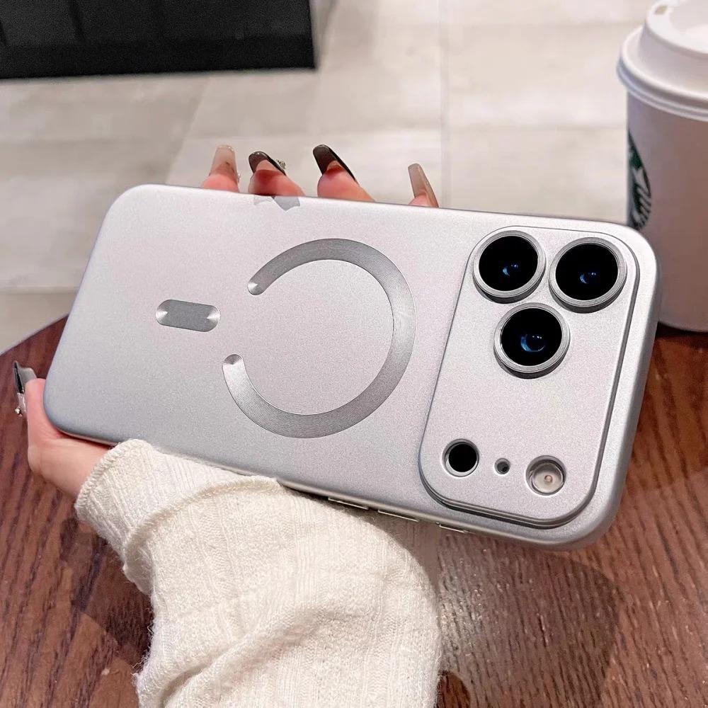 Luxury Metallic Paint Magnetic Phone Case For iPhone 17 16 15 14 Pro Max 16 15 Plus 17 Air For Magsafe Wireless Charging Cover