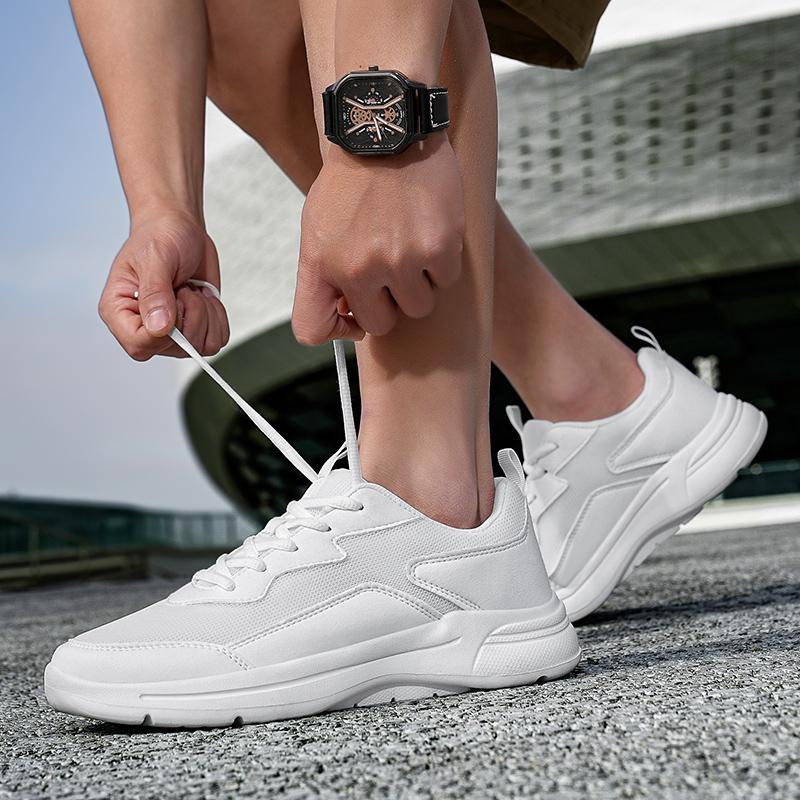 Fashion Men's Large Size Breathable Mesh Sports Shoes Lightweight Summer Fashion Sneakers Pure Color Trendy Walking Casual Footwear