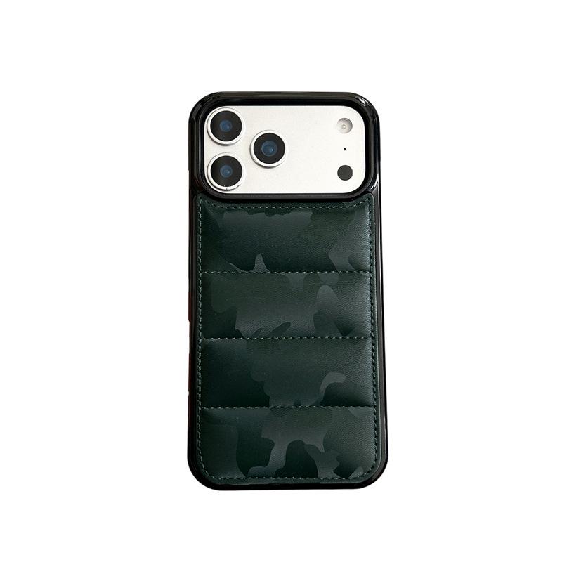 

Camouflage Down Jacket Anti-Fall Phone Case for iPhone 15/16/17 Pro Max and 13/14 17 Pro темно-зеленого