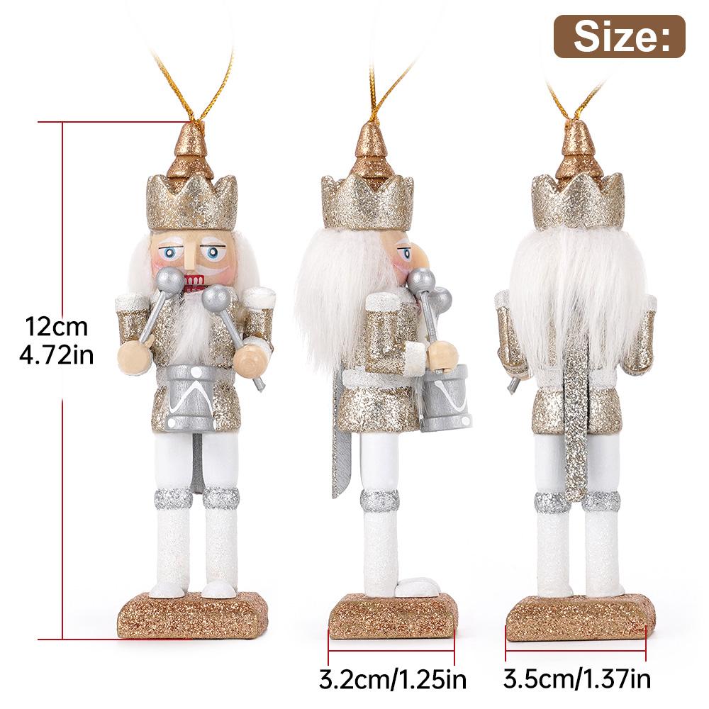 5Pcs/Set 12CM Nutcracker Puppet Soldiers Doll Christmas Pendants Gift Ornaments Decoration Cartoons Golden Sparkling Handicraft