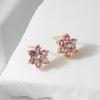 Rhinestone Copper Geometric Flower Earrings - Luxurious, Versatile, and Super Shiny Ear Studs for Women