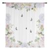 Watercolor Butterfly Flower Plant White Sheer Window Curtain Tulle Curtains for Livingroom Bedroom Hotel Home Decor Voile Drapes