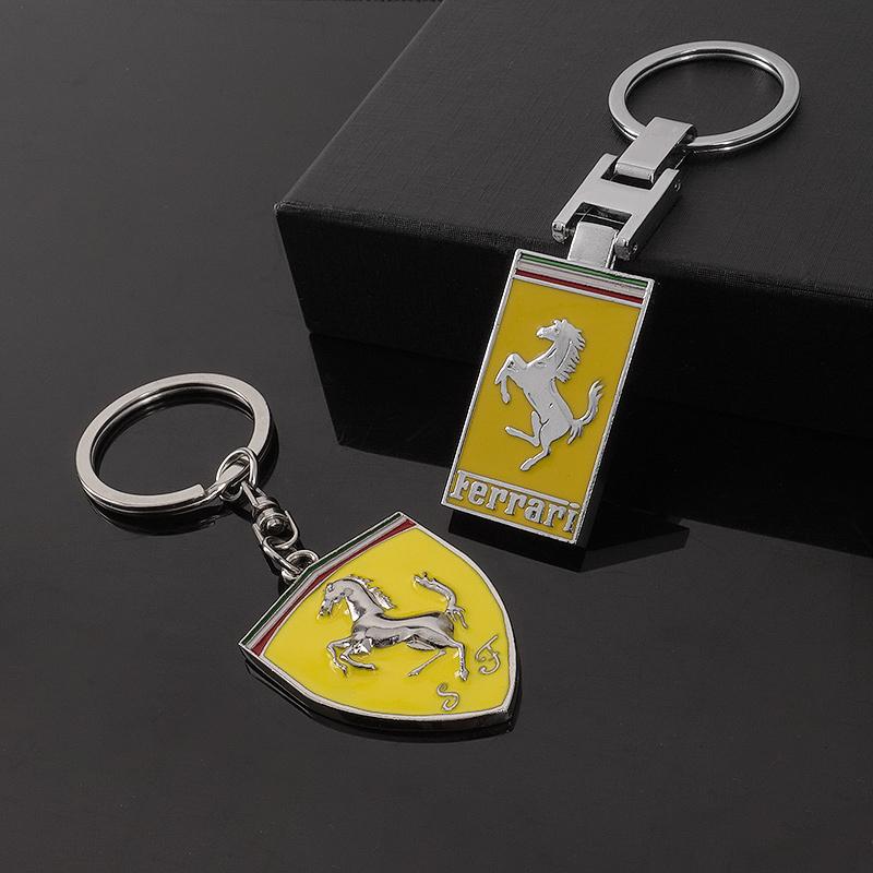 For Ferrari Roma 488 Portofino F8 Roma Spider SF90 Superfast 3D Metal Car Logo Keychain Keyring Men's and Women's Key Decoration