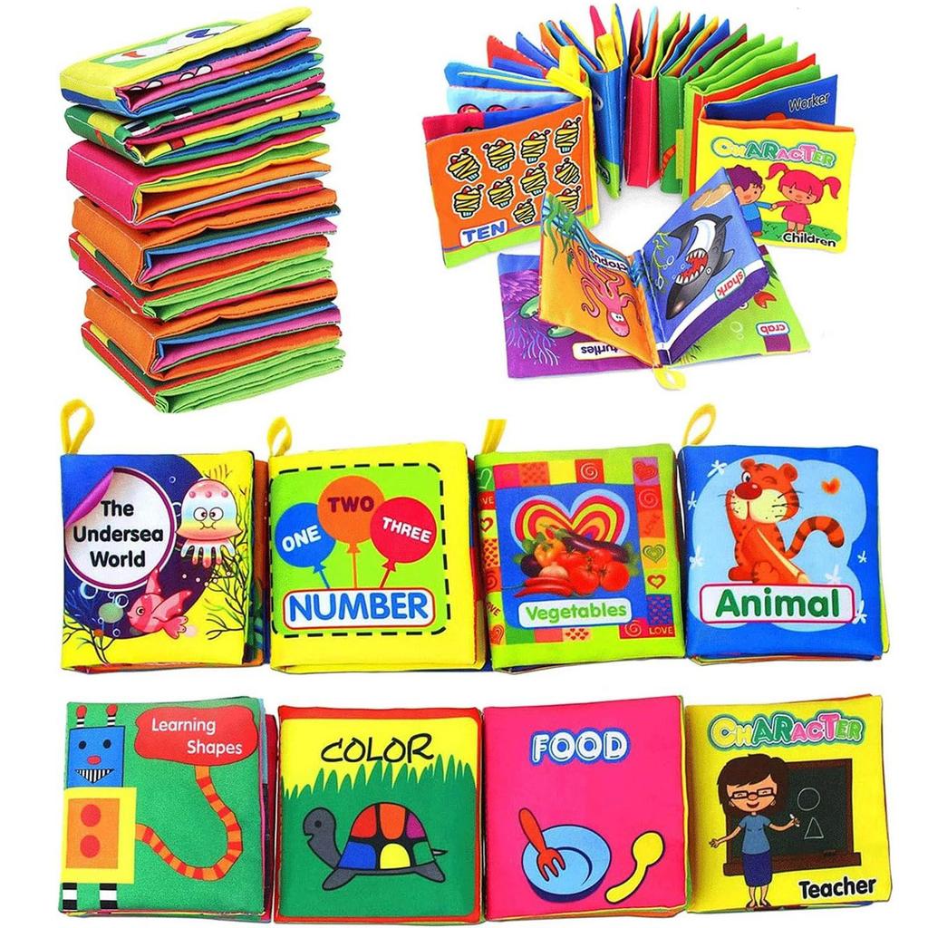 Baby Soft Cloth Book 0-36 Month Montessori Early Educational Toys for Kids Fruits Animal Numbers Food Cognitive Book for Toddler