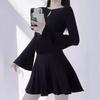Hepburn-Style Knitted Sweater Dress for Women: Elegant French Waist Short Skirt for Autumn and Winter.