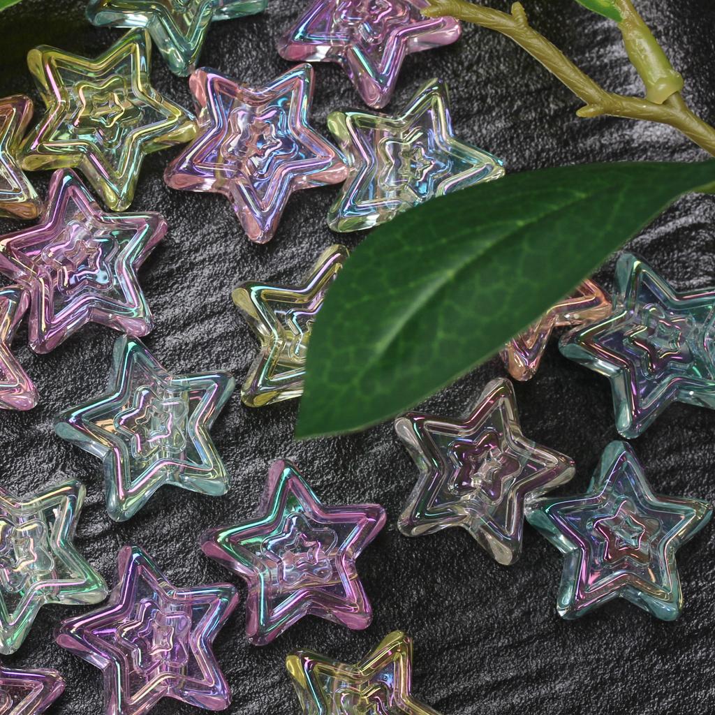 DIY Material Transparent 10Pcs Acrylic Charms Star Pentagram 20mm Beads UV Plated Creative Jewelry Accessories Pendant Bracelet Necklace