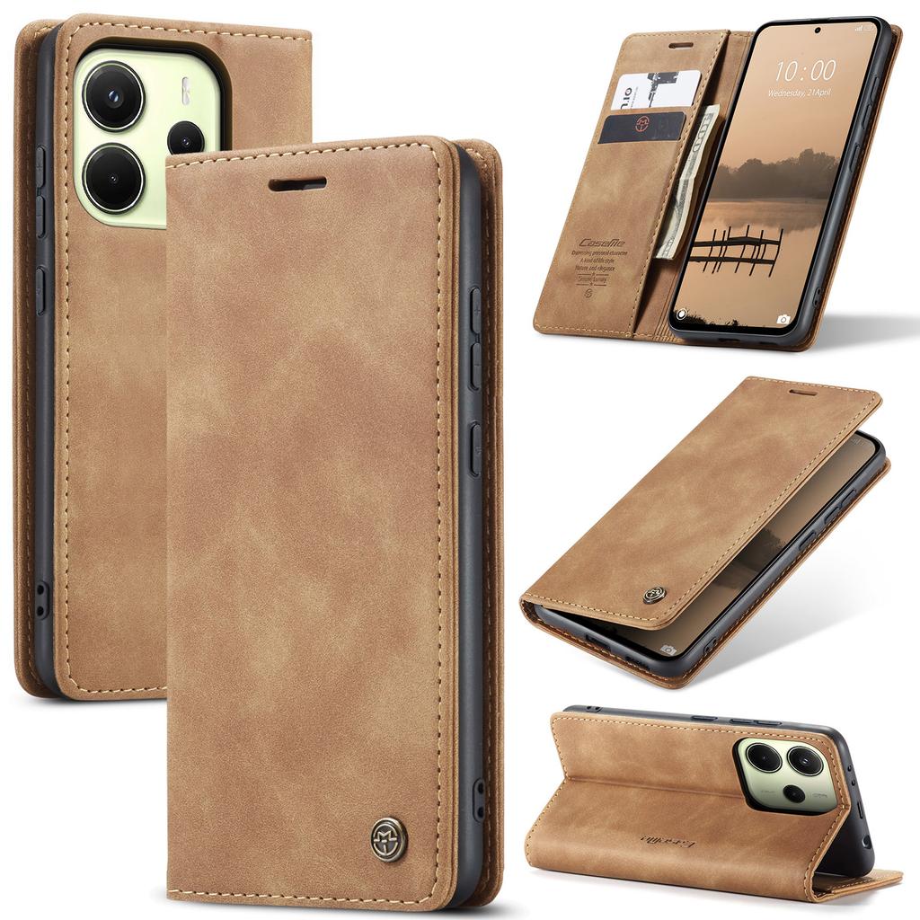 For Xiaomi Redmi Note 14 4G (164.84x78.15x8.16mm) Wallet Case CASEME 013 Series PU Leather Phone Cover Stand
