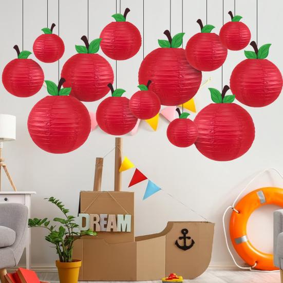 Fruit Lantern Chinese Style Red Fruit-Shaped Hanging Paper Lantern Decoration for Back To School Classroom Home Party Decor