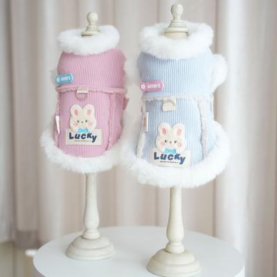 Manteau Chaud d'Automne et d'Hiver pour Animaux de Compagnie Velours Côtelé Cape Intégrée Plus Épais qu'Ours en Peluche Vêtements Teddy pour Chat Sangle Boucle de Traction