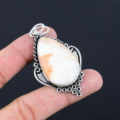 Natural Scolecite Gemstone Pendant 925 Sterling Silver Indian Jewelry For Women