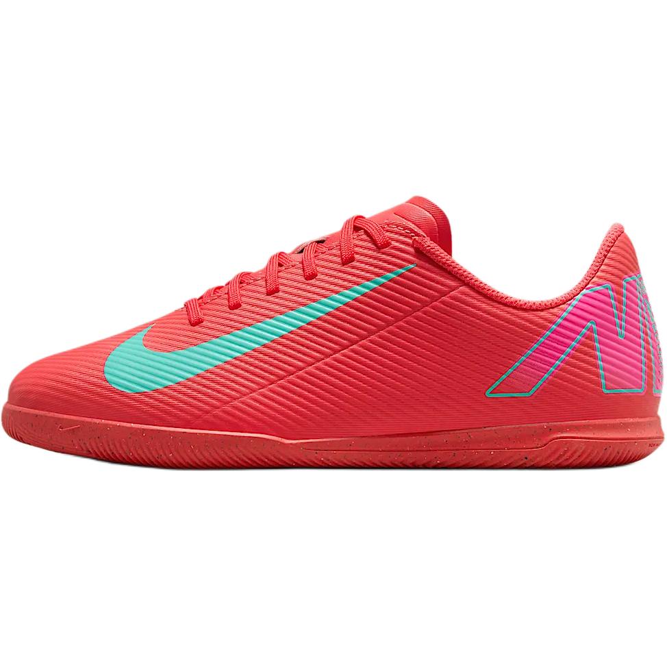 New Nike Anti Slip Wear Resistant Low Top Kids' Soccer Shoes Ash Red/Aurora Green Teenagers FQ8289-800