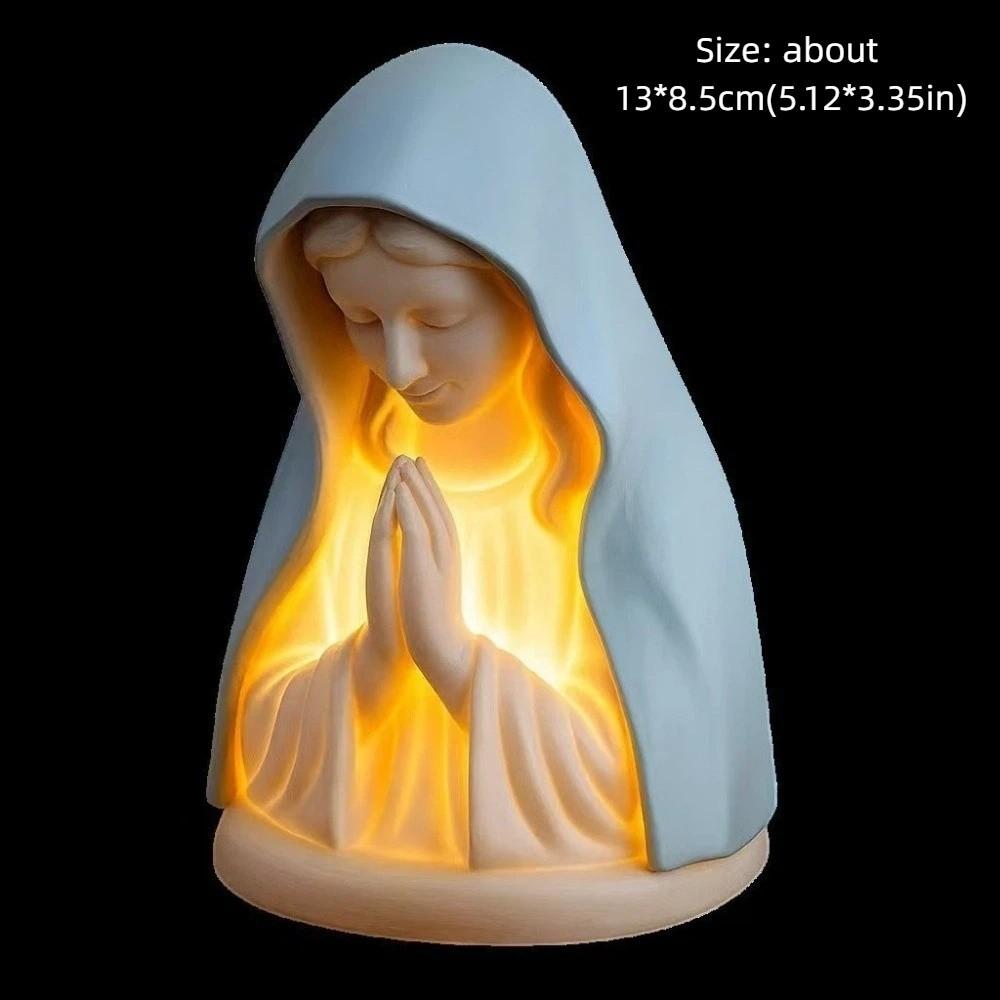 Soft Eye Protection Virgin Mary Prayer Night Light Elegant LED Light Religious Statue Lamp Handcrafted Resin Prayer Night Light
