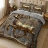 Latacaca 3 Pcs Christmas Theme Quilt Set Golden Reindeer  thick blanket Set Festive and Warm Comforter Bedding Set 1 Quilt Cover